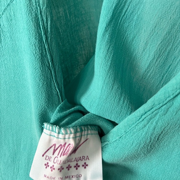 Vintage Turquoise Cotton Princess Cut Summer Midi Dress - Picture 6 of 7